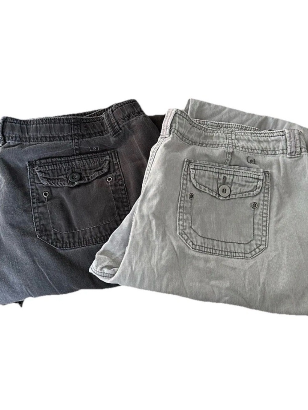 2 LEI Cargo Pants‎ Junior Sz 17 Gray Utility Low Rise Y2K Straight Street Grunge